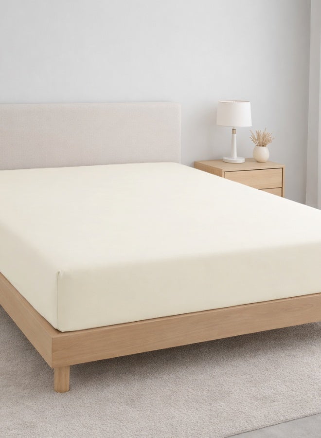 INREST Microfiber Fitted Sheet 120×200 + 30 cm Soft Elastic Bed Sheet Secure Fit Mattress Cover – Light Beige - Image 1